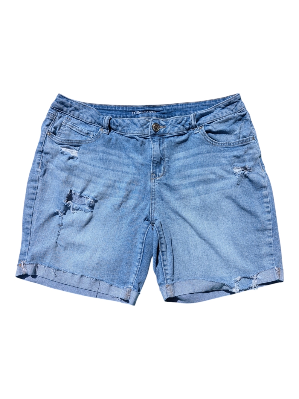 Maurices Light Blue Distressed Denim Shorts